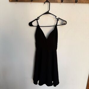 Lovely Day Black V-Neck Tie Back Mini Dress